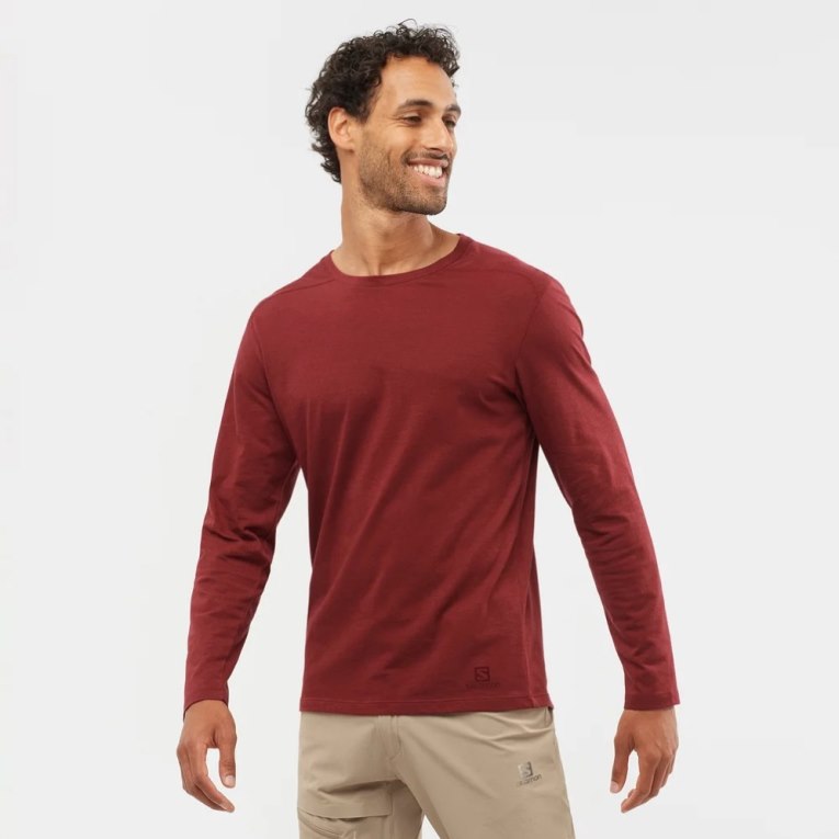 Red Salomon Essential Long Sleeve Men\'s T-Shirts | IE BL8072